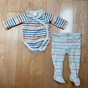 Hanna Andersson Rainbow striped onesie and Joules footie pants Bundle 0-3 months